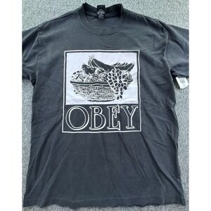 Obey Shirt Mens Small Black Fruit Bowl Graphic Tee Short‎ Sleeve Crew Neck New
